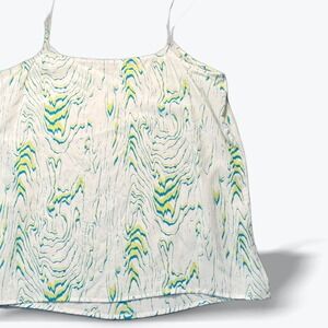 Equipment Silk Camisole Top Fluid Flowy Drape Blue Lime Green Abstract Small